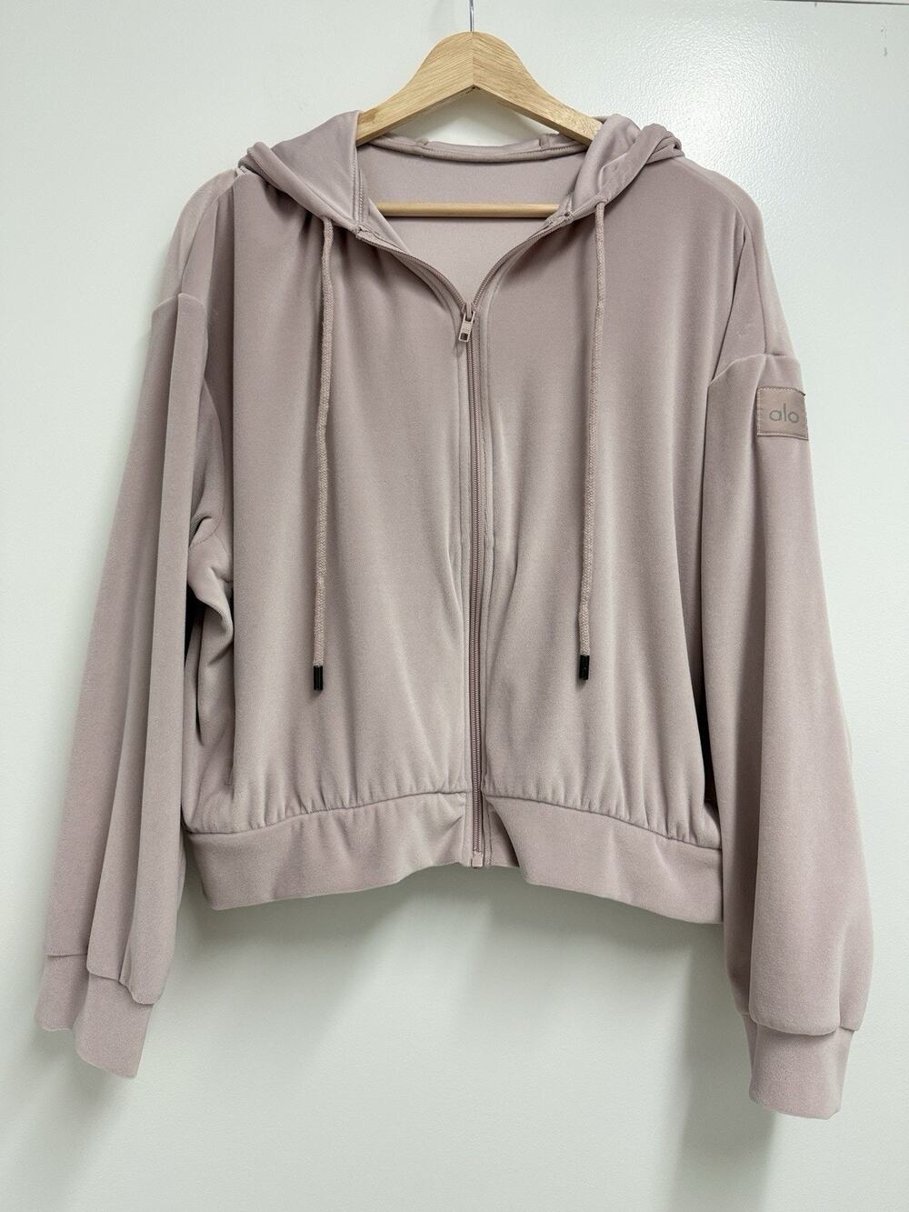 Alo Yoga Velour Glimmer Hoodie Full Zip Pink Women’s XS